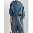 thumbnail image 5 of Womens Oversized Sweatshirts Stand Collar Pullover Long Sleeve Hoodies Tops Fall Fashion Clothes Peacock Blue XXL, 5 of 9