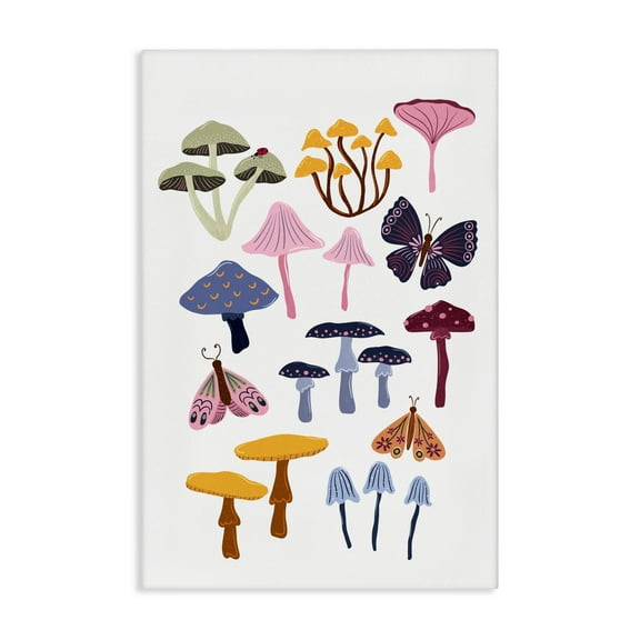 Stupell Industries Various Mushrooms with Insects Canvas Wall Art design by JJ Design House LLC, 24 x 16