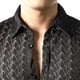 thumbnail image 5 of Camisa Elvqul para Hombre Negro Casuales Manga Corta Estampado con Solapa Botones, 5 of 6