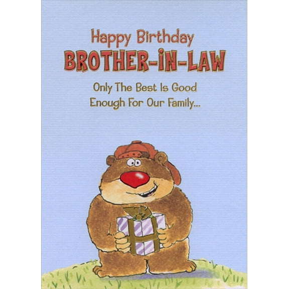 Designer Greetings Bear Wearing Baseball Cap Backward Birthday Card for Brother-in-Law