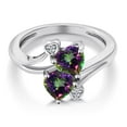 thumbnail image 3 of Gem Stone King 925 Sterling Silver Green Mystic Topaz and White Lab Grown Diamond Ring for Women (1.93 Cttw, Heart Shape 6MM, Gemstone Birthstone, Available in Size 5, 6, 7, 8, 9), 3 of 6