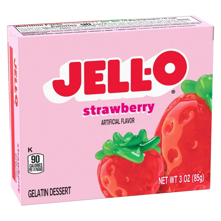 Jell-O Strawberry Gelatin Dessert Mix, Artificially Flavored, 3 oz