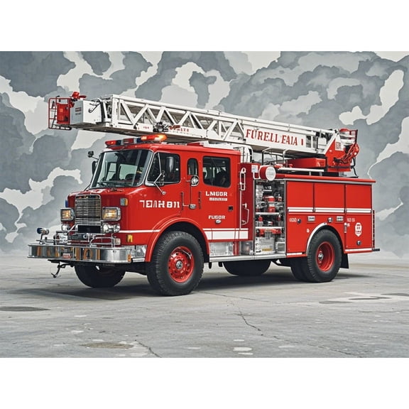 Fire Engine Truck Diamond Painting DIY Kits 5D Diamond Art Full Round Drill Rhinestones Crystal by Number Embroidery Arts and Crafts for Living Room Bedroom Home Wall Decor 12x16 inch