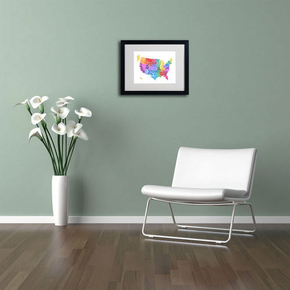 "USA States Txt Map 3" Matted Framed Art by Michael Tompsett
