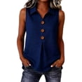 thumbnail image 3 of Harpily Cotton Linen Tank Tops for Women Sleeveless Half Button with Three Wooden Buttons Front Summer Casual Blouse Shirts, 3 of 5