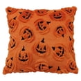 thumbnail image 3 of 3D Flocked Pumpkin Lantern Throw Pillow Cover, Orange Textured Pumpkin Face Square Decorative Cushion Case, Cozy Farmhouse Fall Halloween Sofa Accent Pillowcase, 3 of 7