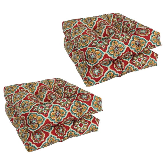 19-inch Squared Patterned Spun Polyester Tufted Dining Chair Cushions (Set of 4) 94005-4CH-REO-63