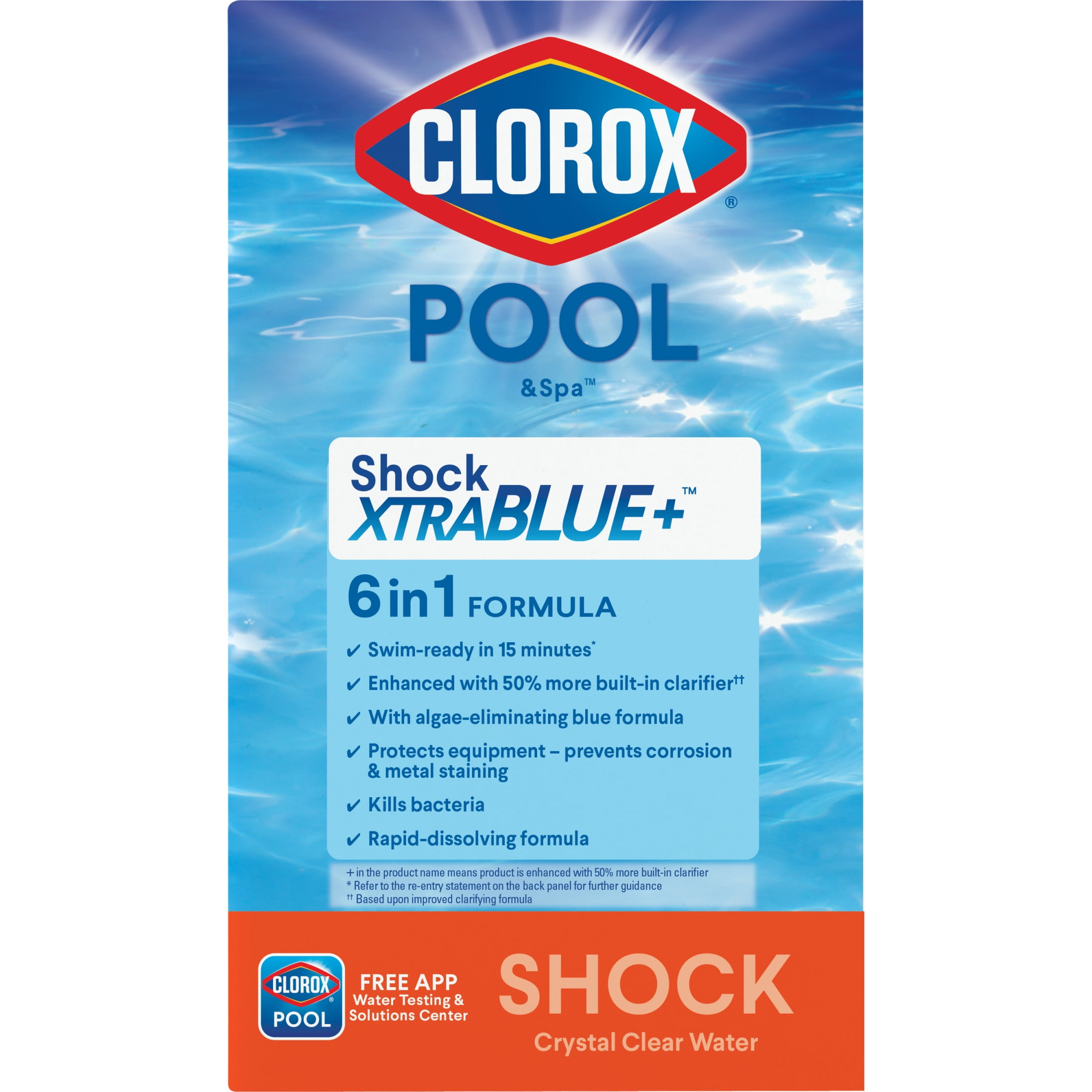 Clorox® Pool&Spa Swimming Pool Shock XTRABLUE® Plus™ Granules, Kills Bacteria & Algae in Swimming Pools, Swim-Ready in 15 Minutes, (12-Pack)