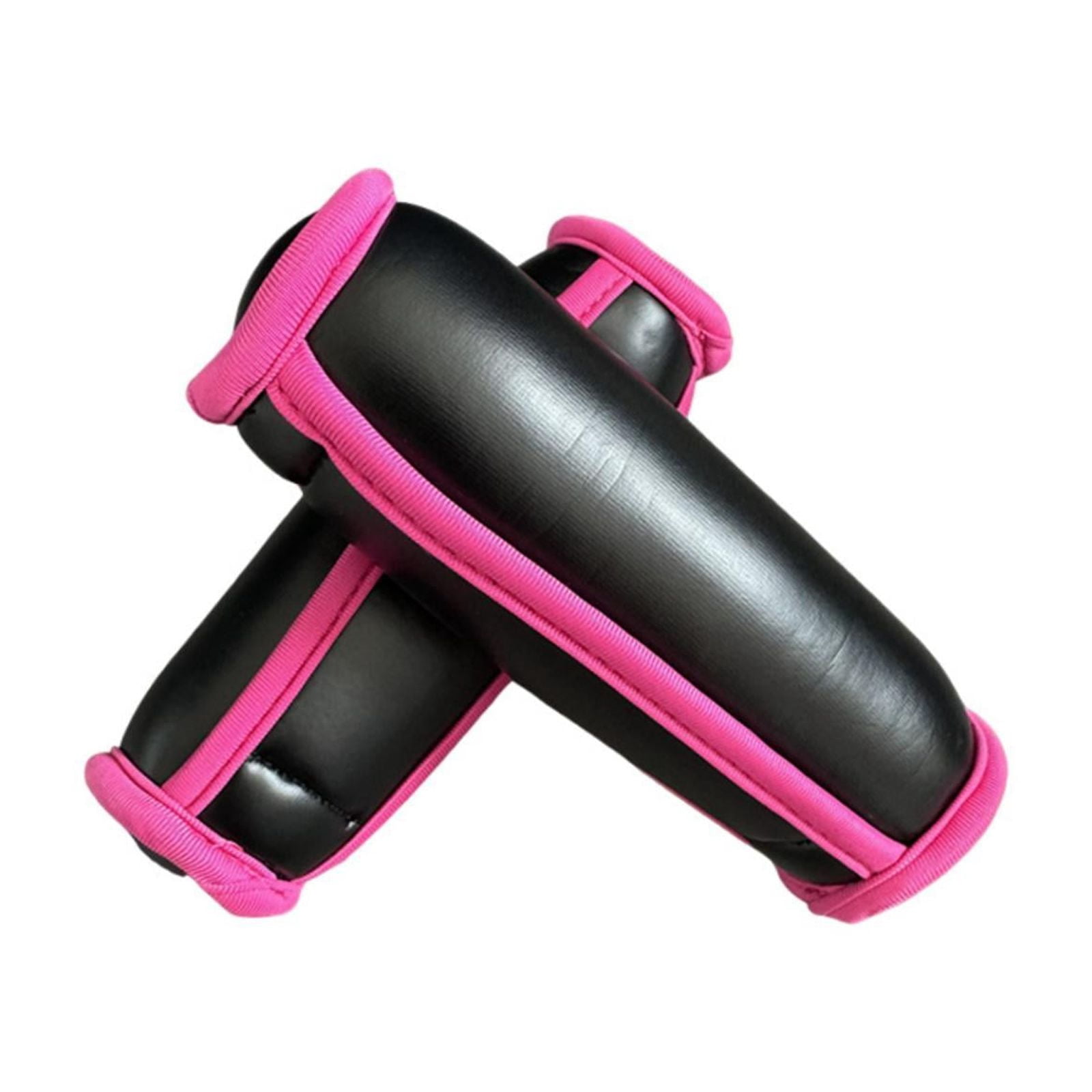 funtasica 2Pcs Handle Weights Soft Dumbbells Total 1lb Workout with Hand Strap Walking Weights for Cardio Mom Dad Women Men Gym Fitness Black Pink