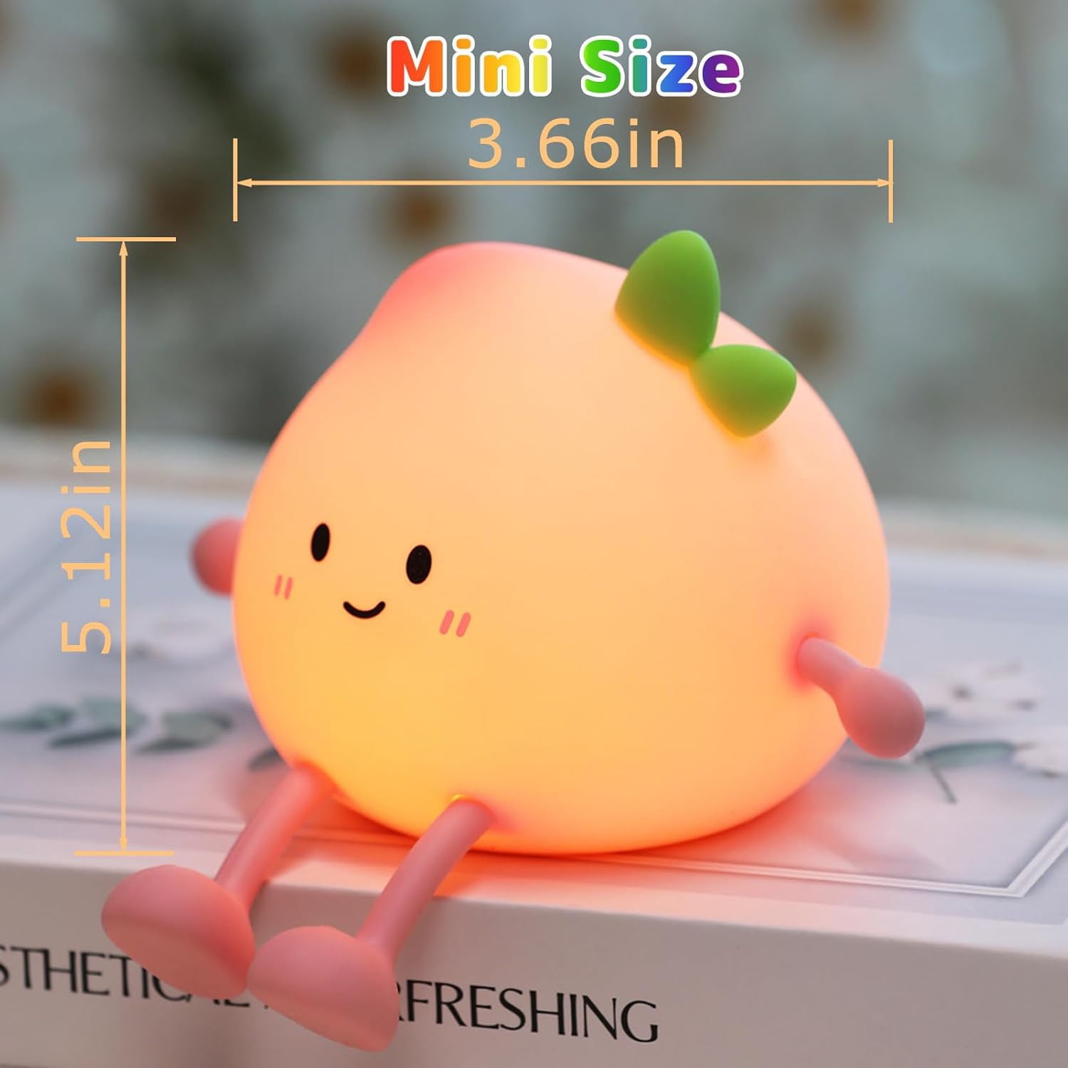 Night Light for Kids, Cute Peach Soft Silicone Nursery Light, 7 Colors & 3 Level Warm Light, Rechargeable Touch Pat Lamp, Bedside Baby Night Light Gift for Kids (Multicolour)