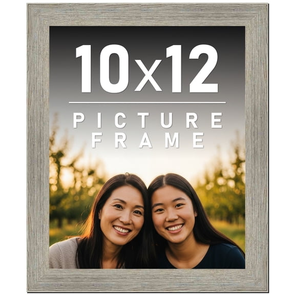10x12 Frame Gray Barnwood Rustic Solid Wood Picture Frame | 1.5 Inch Moulding Width | Includes UV