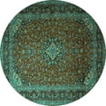 thumbnail image 1 of Ahgly Company Machine Washable Indoor Round Medallion Turquoise Blue Traditional Area Rugs, 6' Round, 1 of 4