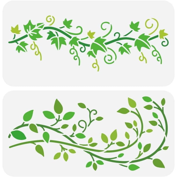 2 plantillas de hojas de parra para pintar, 5,9 x 11,8 pulgadas, grandes, reutilizables, de plástico PET, para dibujar hiedra y parra.