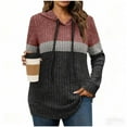 thumbnail image 1 of biudgviw Hoodies for Women Ribbed Knit Drawstring Long Sleeve Tops Casual Soft Color Block Pullover Sweaters for Fall Winter, 1 of 5