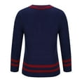 thumbnail image 4 of ZCFZJW Men's Casual V Neck Contrast Stripes Cable Knit Pullover Sweater Tops Trendy Fall Winter Long Sleeve Graphic Jumper Tops Dark Blue XL, 4 of 5