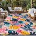 thumbnail image 2 of Palm Leaves Outdoor Rug 5x8 Ft - Reversible Patio Rug Outdoor Camping Rugs, Colorful Tropical Plant Summer Flower Washable Indoor Outdoor Area Rugs, Non-Slip Outdoor Carpet Runner for Deck/Porch, 2 of 8