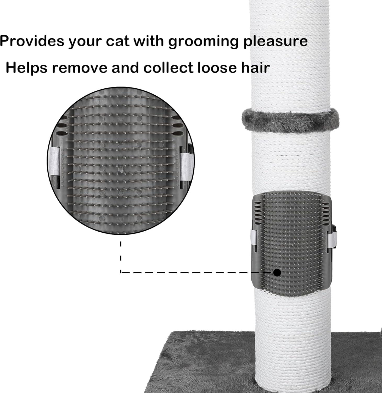 Cat Scratching Post 34 Inchs Cat Self Gromming with Dangling Toys and Sisal Rope, Grey