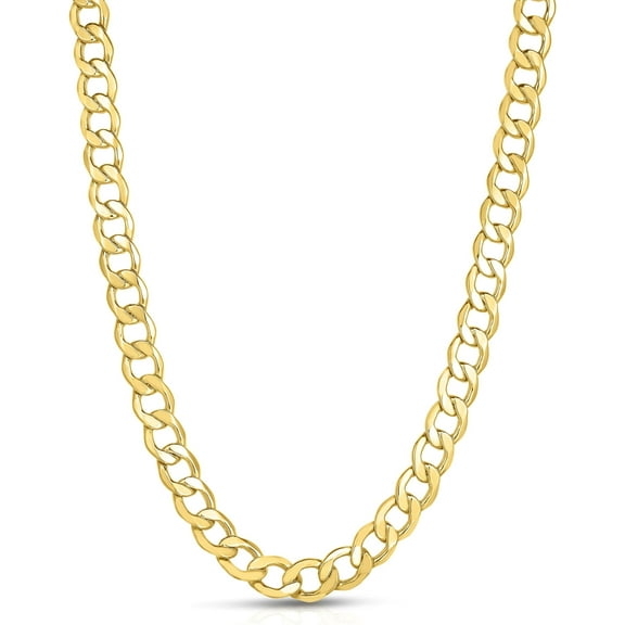 Floreo 10k Yellow Gold 9mm Hollow Cuban Curb Link Chain Necklace - 29 inch