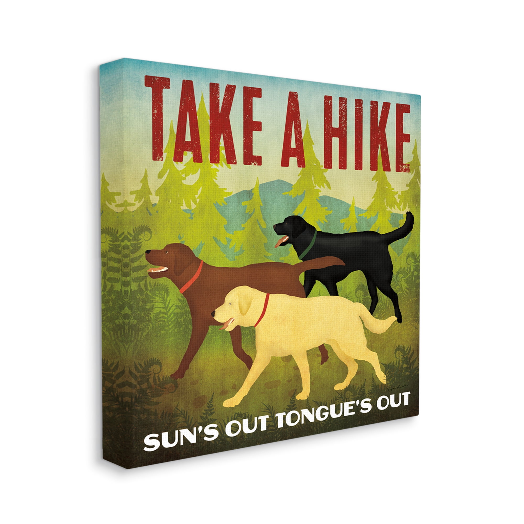 Stupell Industries Hiking Dogs Phrase Animals & Insects Painting Gallery Wrapped Canvas Print Wall Art, 17 x 17