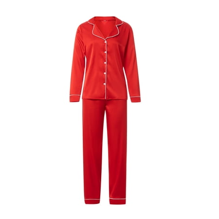 

MERSARIPHY Satin Parent-child Pajamas Solid Color Long Sleeve Sleepwears