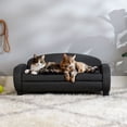 thumbnail image 4 of Paws & Purrs Multi-Cat Sofa Elevated Pet Bed for Indoor Cats Raised Cats Couch with Removable Washable Mattress Cover for Kittens, Dogs - 35.5" Wide, Ash, 4 of 12