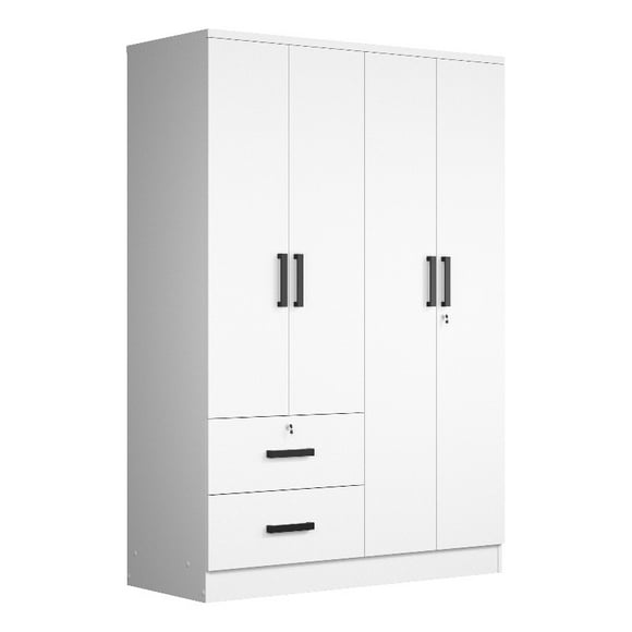 Better Home Products Luna Modern Wood 4 Doors 2 Drawers Armoire in White