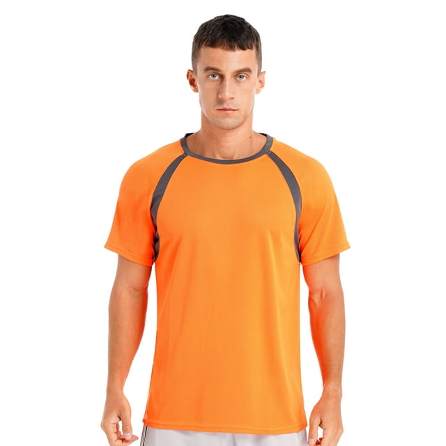 Jowowha Mens UPF 50+ UV Rash Guard Sun Protection Swim Shirt Quick Dry Athletic Running Fishing T-shirt Orange 3XL