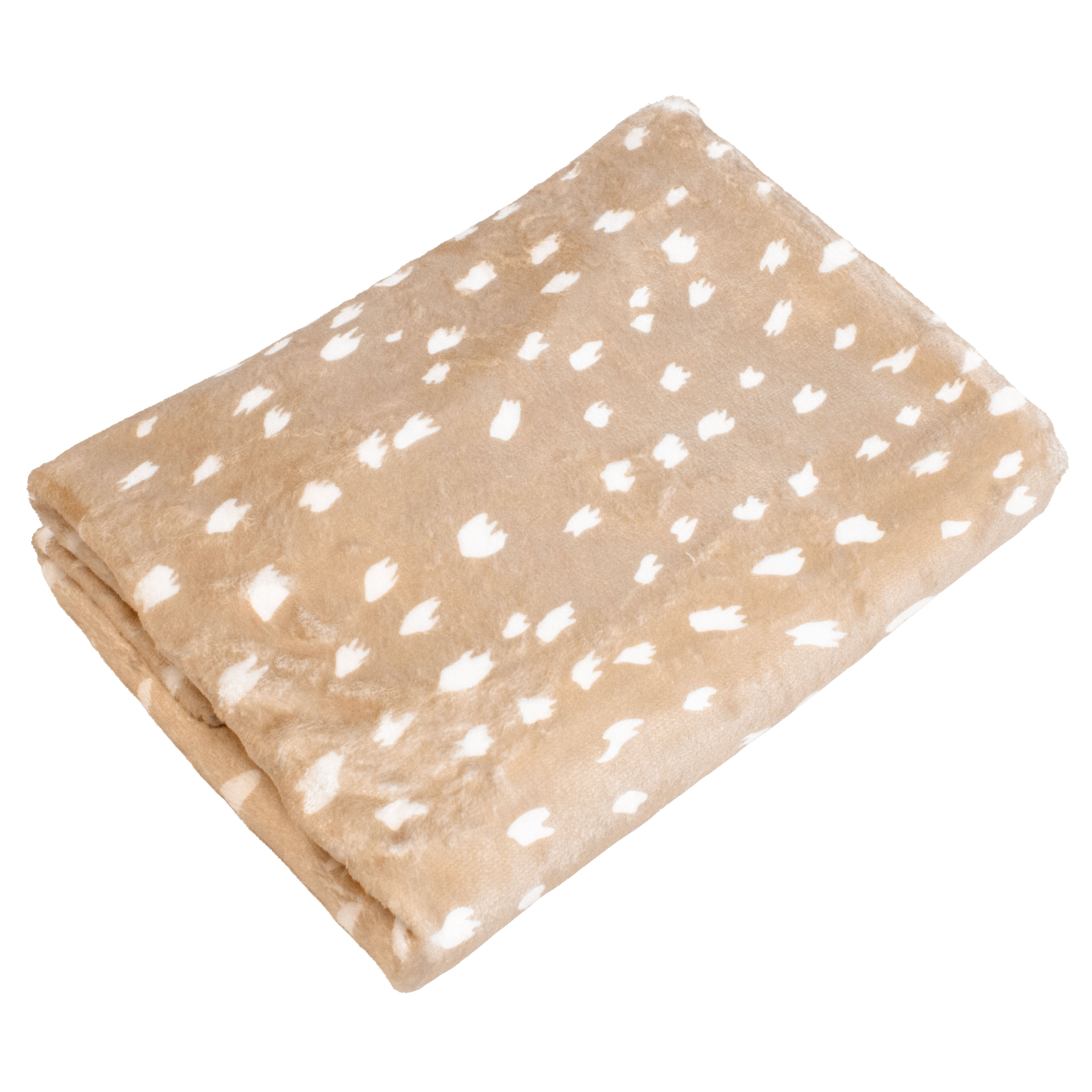 Everything Comfy Deer Fawn Print Decorative Throw Blanket, 42" X 60", Mocha
