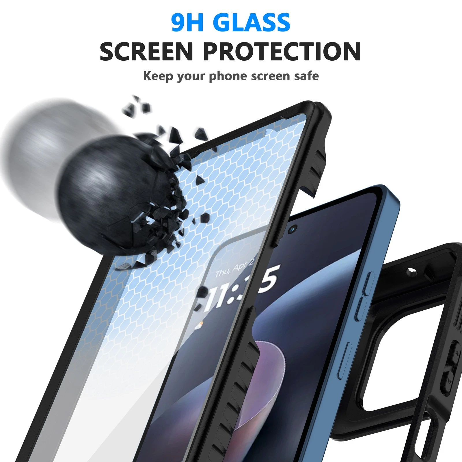 Njjex Moto G 5G 2025 Case With Screen Protector, Black photo 5