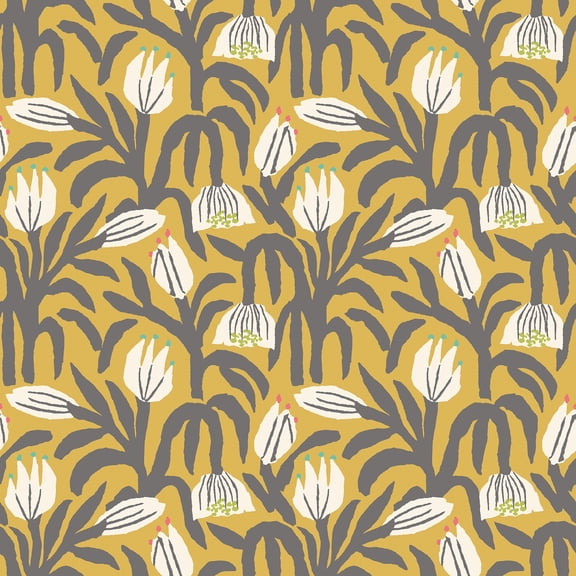 Hoopla Walls Chunky Flower Mustard Peel and Stick Wallpaper