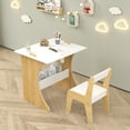 thumbnail image 2 of Kids Table and Chairs Set, Multifunctional Wooden Children Study Activity Table, Convertible Tabletop for Study, Drawing, Play, 2 of 8