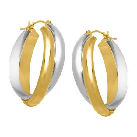 Duet Crossover Hoop Earrings in 14kt Gold-Bonded Sterling Silver