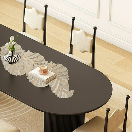 

JilgTeok PVC No Slip Insulation Mat Table Runners Heat Resistant Table Runner Leaf Shaped Vinyl Table Runner Waterproof Washable Table Mats Table Runner for Party Wedding Decorations(36.61*12.59in)