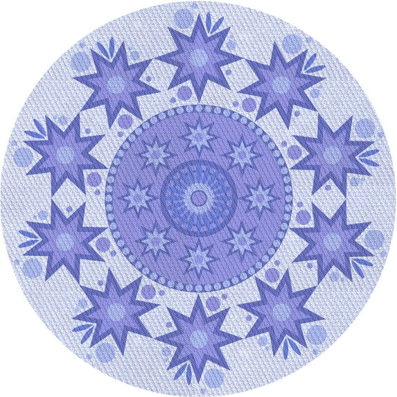 Ahgly Company Machine Washable Indoor Round Transitional Heavenly Blue Area Rugs, 5' Round