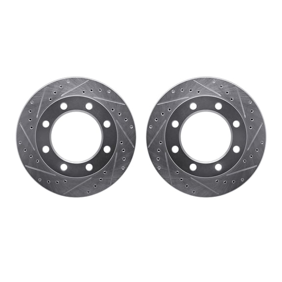 Dynamic Friction Company Front Brake Rotors-Drilled and Slotted-Silver 7002-54101