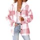 thumbnail image 1 of Chaqueta a cuadros Augper para mujer, de manga larga, con botones y capucha de forro polar, abrigo cálido, 1 of 7