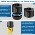 thumbnail image 3 of Electric Mason Jar Vacuum Sealer, FiveBox Vacuum Sealer for Wide-Mouth&Regular Mouth Mason Jars, Cordless Auto Stop Mason Jar Vacuum Sealer Kit with Can Opener for Food Storage and Fermentation,Black, 3 of 7