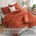 thumbnail image 2 of 3 Pieces Comforter Set, Solid Breathable Quilted Style Bedding Sets, Luxury Fluffy Soft Comforter for All Season (1 Comforter & 2 Pillowcases), Terracotta Queen, 2 of 6