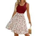 thumbnail image 3 of Women'S Boho Summer Dresses Casual Floral Maxi Dress Polka Dot Spaghetti Strap Flowy Midi Dresses Deep Red M, 3 of 9