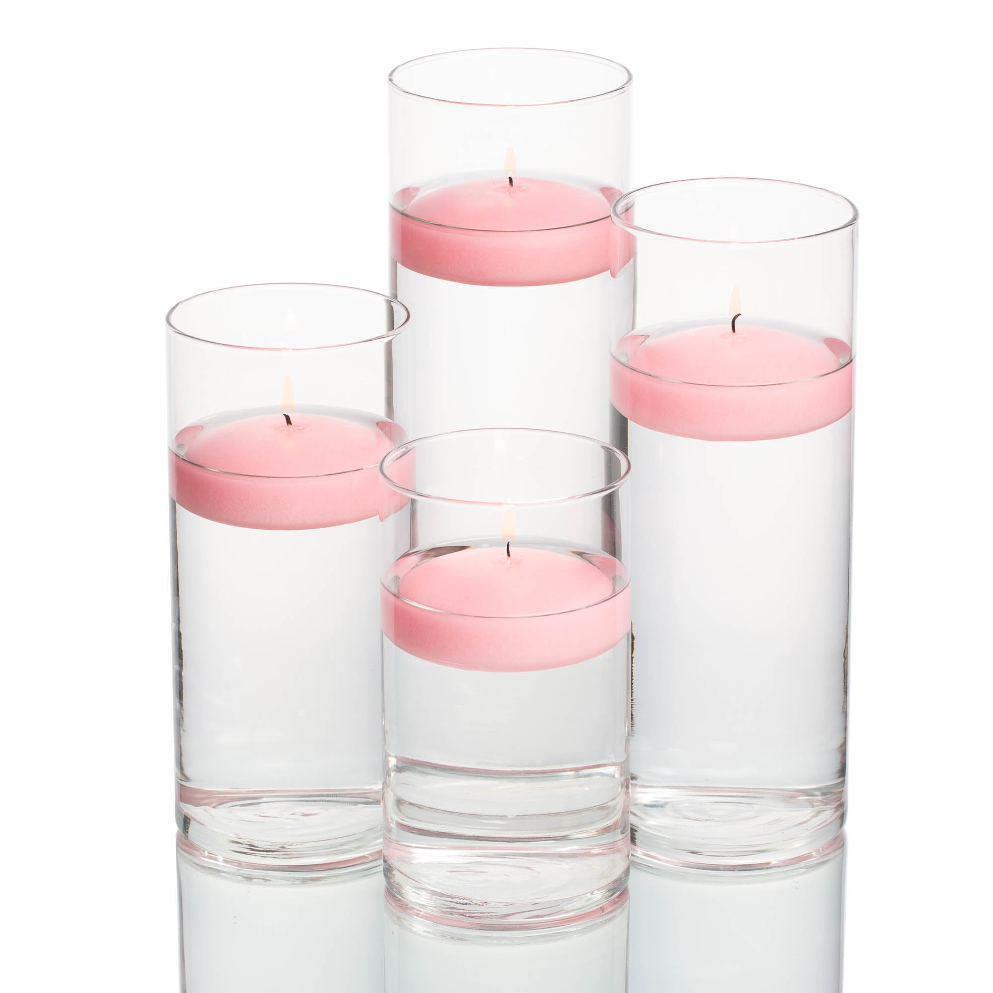 Richland Floating Candles & Eastland Cylinder Holders Pink Set of 4