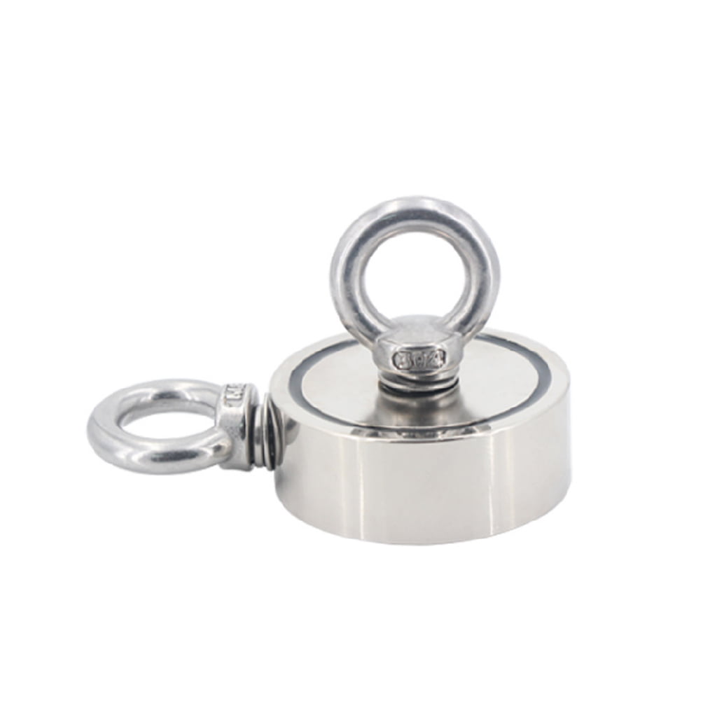 Fishing Magnet 255LBS Pulling Force Rare Earth Neodymium Magnet with Eyebolt Diameter 2.36 inch Superior Magnetics for Underwater Salvage 60mm Retrieval and Recovery 