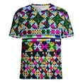 thumbnail image 5 of Colorful Tribal Diamond Print T Shirts Basic T-Shirt Short Sleeve Ladies Tee Shirt Summer Graphic Clothing, 5 of 6