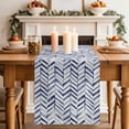 thumbnail image 2 of Table Runner 72 Inches Long for Kitchen Dining, Blue Geometric Dresser Scarf Farmhouse, Dining Table Decorations for Wedding/Parties, Watercolor Chevron Abstract 16 x 72 In, 2 of 8