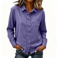 thumbnail image 2 of ClodeEU Women's Collared Button Down Long Sleeve Shirt,Casual Office Blouse Purple,Women's Plus XXL, 2 of 6
