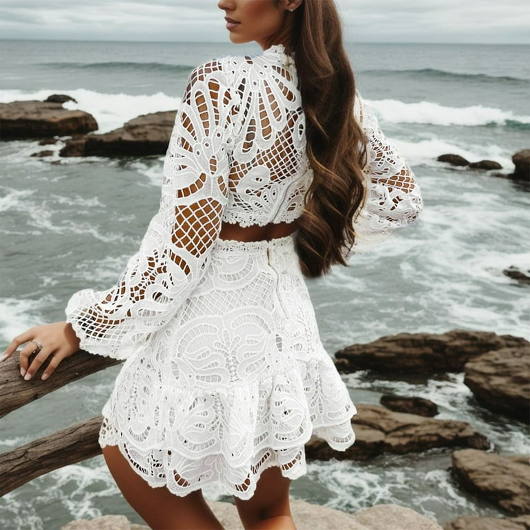 2 piece white lace set 2025
