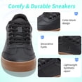 thumbnail image 3 of FUTINA women court Sneakers Comfortable Retro Tennis Sneakers Low Top Faux Leather walking Shoes(Black/Brown US8), 3 of 5
