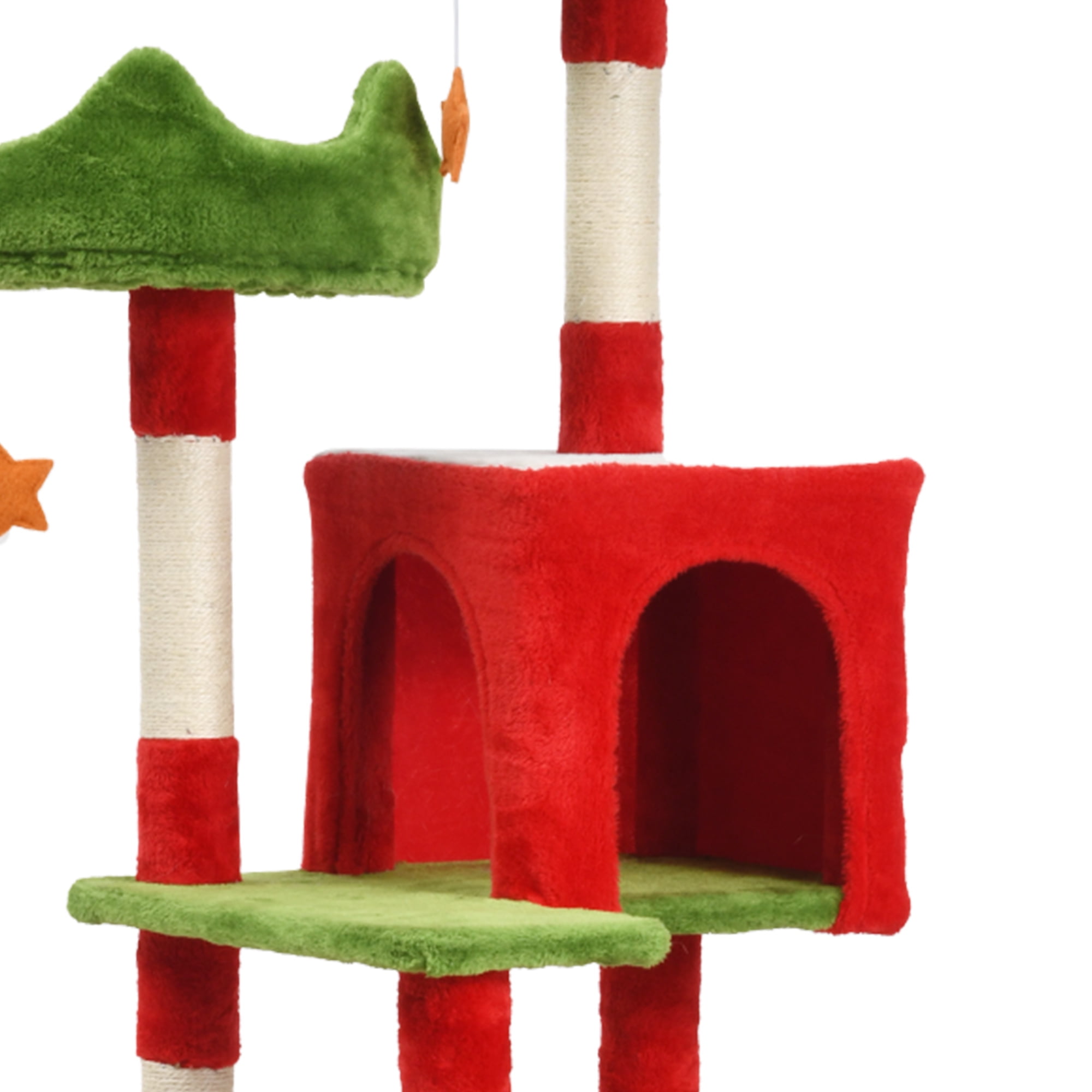 Dextrus 75" Cat Tree Tower Condo,Multi-Level Christmas Decor Cat Climbing Tower with Top Perches, Hammock, Scratching Posts,for Indoor Kittens' Play Center ,Chrismas Decor