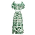 thumbnail image 4 of DHFJKG 2 Piece Skirt Sets For Women Boho Beach Vacation Clothes Summer Outfits Casual Short Sleeve Square Neck Crop Top Maxi Skirts Set Resort Wear Stylish Outfit, 4 of 4