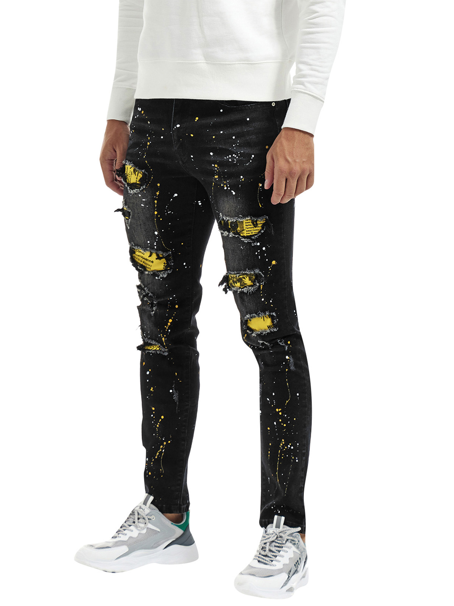 Men Casual Slim Fit Denim Jeans Skinny Distressed Jeans Trousers Motorcycle Rider Hole Pants Jeans - image 5 of 6