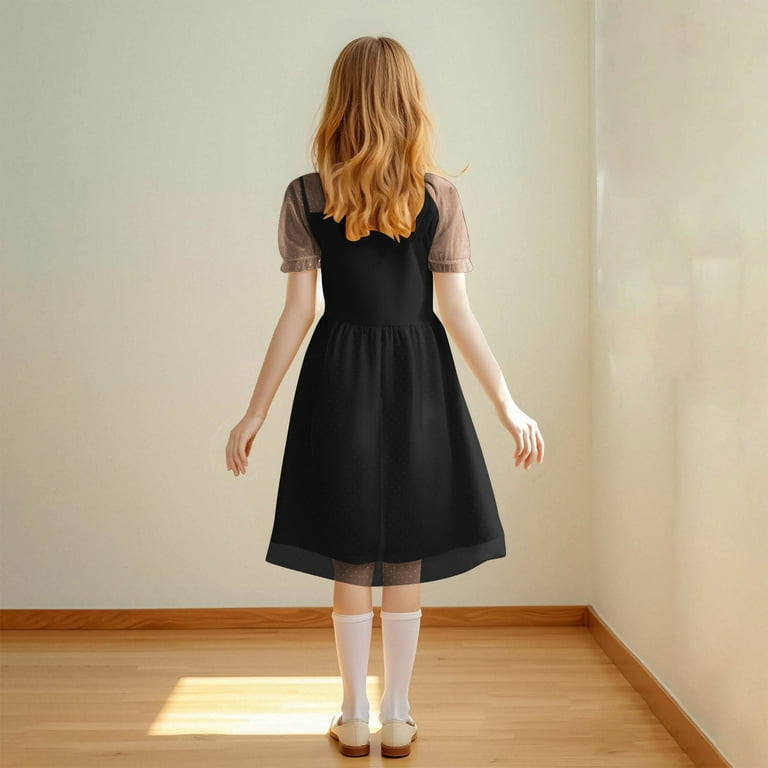 Knee Length Casual Summer Black Dress Women's Plus Size Ruffle Cap Sleeve  Knee Length Beach Summer